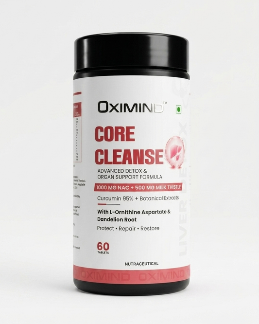 Oximind Core Cleanse – Liver & Kidney Detox Support Supplement | NAC 1000mg + Milk Thistle & Turmeric | 60 Tablets